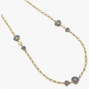 Tory Burch Blue Fleur Rosary Necklace